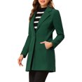thumbnail image 4 of INSPIRE CHIC Manteau Long Classique pour Femme à Revers Cranté, Manches Longues, TG Vert Foncé, 4 of 7