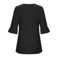 thumbnail image 4 of MeetoTime Tuniques pour Femmes Manches 3/4 Décontractées Col Rond Plissé Couleur Unie T-Shirt Pull, 4 of 6