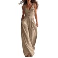 thumbnail image 3 of Sentmoon Travel Jumpsuits for Women Sleeveless V Neck Women Rompers and Jumpsuits Button Down Regular Fit Wide Leg Overalls for Women Summer for Club and Bar S-2XL, 3 of 8