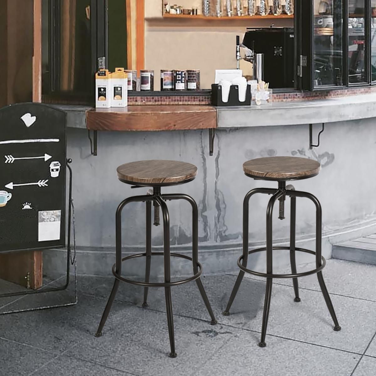 Homylin Ensemble de 2 barstools, chaises de comptoir modernes sans dossier à hauteur réglable de 27.2" à 30.3", ensemble de chaises de bar rondes pour cuisine, salle à manger, bar, pub, petit déjeuner