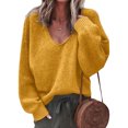 thumbnail image 1 of Innerwin Jumper Tops Long Sleeve Ladies Sweater Work Solid Color Casual Pullover Yellow L, 1 of 2