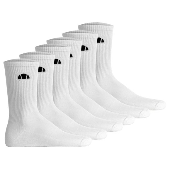 ellesse Chaussettes Unisexes, Lot de 6 - ALACRE, Chaussettes Montantes, Logo, Couleur Unie Blanc 37-42,5 (UK 4-8)