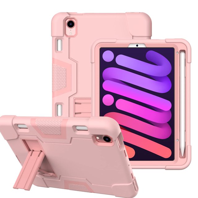 Mignova pour iPad Mini 6 6e Génération Étui 8,3 Pouces, Robuste Résistant Antichoc Adapté aux Enfants Étui Hybride avec Support Intégré Étui de Protection pour iPad Mini 6 (6e Génération) Sortie 2021 (Or Rose)