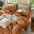 thumbnail image 4 of Bedding Duvet Cover Set Washed Cotton Linen Like Textu Breathable Durable Soft Comfy (Tannish Linen Grey Queen), 4 of 9