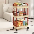thumbnail image 4 of Kitchen Storage Cart 3-layer Black With Armrests Storage Rack Bathroom Toilet Toiletries Storage Cart, 4 of 6
