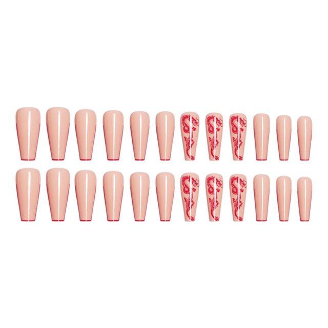 ruzhgo Length Coffin Fake Nail Scratch Resistant Press-on Fingernails Removable Trimble Nail Tip Adjustable Manicure Stickers Girls Type 1 Type 9