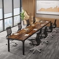 thumbnail image 3 of Tribesigns 13FT Large Conference Table, Modern 6.5FT x 2.3FT Meeting Room Table with Metal Frame, Seats 12-16 People, Rustic Brown, 3 of 5
