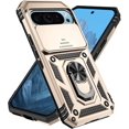thumbnail image 1 of KOMI Designed for Google Pixel 9 Pro, Military-Grade Drop-Proof Case with Sliding Camera Cover and Ring Kickstand, Heavy Duty Shockproof Full Body Protective Phone Case, Gold, 1 of 5