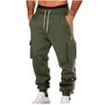 thumbnail image 2 of Ceisia Men Solid Color Loose Casual Pants Elastic Waist Drawstring Sports Gift Work Trousers, 2 of 8