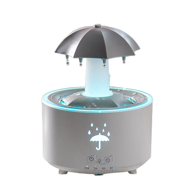 7 Color LED Aromatherapy Diffuser Rotating Umbrella with Water Droplets Timer Settings Auto Shut Off