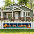 thumbnail image 2 of Forest Design Happy Camper Tent Banner Campfire Nature Scene for Outdoor Adventure Camping Event, 2 of 5