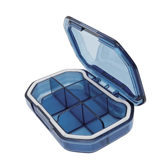 Xuanheng Small Pill Container Lightweight with Compartments Pill Holder for Bag Purse BlueRectangle