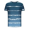thumbnail image 4 of Penkiiy T-Shirt Homme Décontracté Col Rond Rayé Imprimé Chandail Entraînement Physique Sport Manches Courtes Blouse 2TG Bleu, 4 of 5