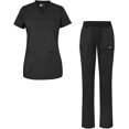 thumbnail image 1 of Adar Scrub Set for Women - Curved V-Neck Scrub Top & Tapered Drawstring Scrub Pants - 4402 - Heather Grape - XL, 1 of 7