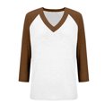thumbnail image 4 of Hauts à Manches 3/4 pour Femmes Hauts Décontractés à Manches Raglan Col en V Tuniques Basiques Blouses Été 2025, 4 of 5