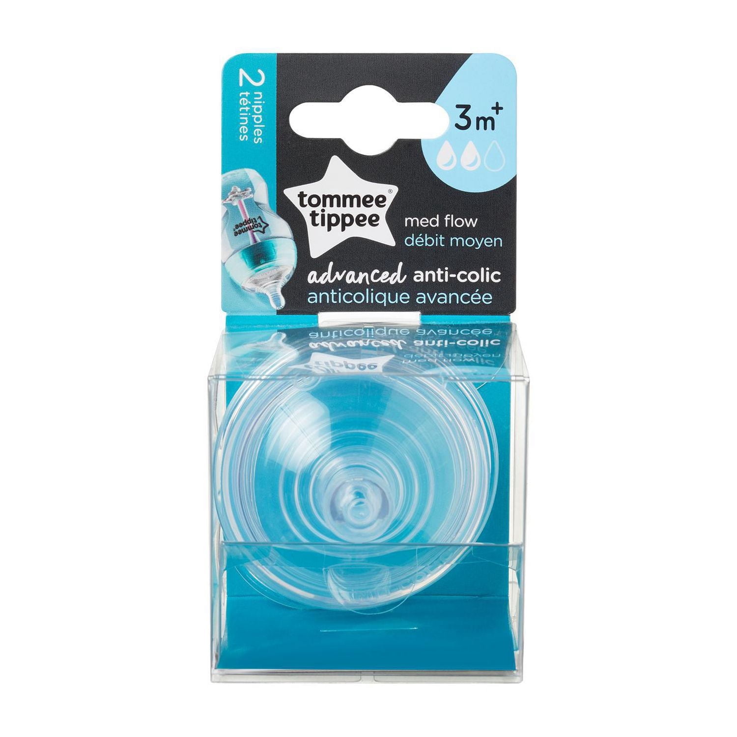 Tommee Tippee Advanced Anti-Colic Medium Flow Baby Bottle Nipples