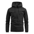 thumbnail image 1 of Yusimy Men's Solid Color Block Zip-Up Hooded Sweatshirt Jacket Urban Casual Street Style, 1 of 8
