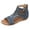 Blue, variant on Women's Slip On Hollow Out Flat Sandals Retro Low Wedge Walking Shoes Adjustable Buckle Strap Beach Slides White Size 7.5
