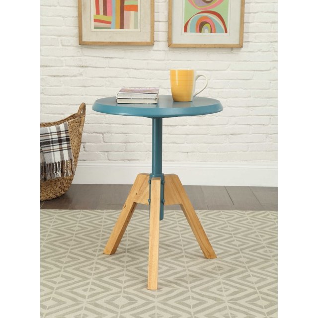 Table de bout Lumina d'ACME, bleu sarcelle et bois naturel