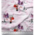 thumbnail image 1 of Soimoi Poly Georgette Fabric Snowman,Santa & Tree Christmas Print Fabric by Yard 42 Inch Wide, 1 of 3