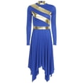 thumbnail image 3 of Hansber Robe de Louange Métallisée pour Femmes, Manches Longues, Ourlet Irrégulier, Tunique, Costume de Performance, Bleu Royal, G, 3 of 7
