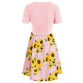thumbnail image 2 of Robe Mini pour Femmes à Manches Courtes avec Nœud, Haut Bandage, Imprimé Tournesol, Ensemble Robe, 2 of 5