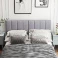 thumbnail image 2 of Gymax Linen Upholstered Headboard Vertical Channel Tufted Wood Leg for Full/Queen Gray, 2 of 10