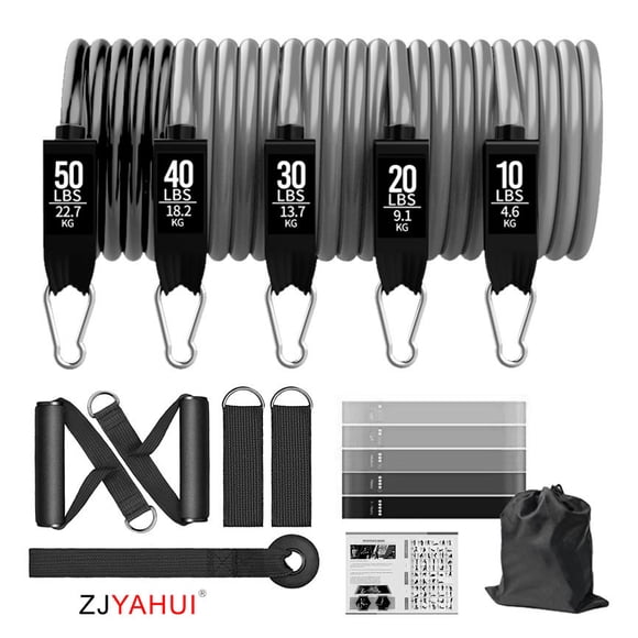 11-Piece TPE Resistance Band Set - 100-150 lbs Adjustable Fitness Tubes for Strength Training, Home/Outdoor Workouts - Portable, Durable Elastic Pull Ropes with Customizable Resistance for All