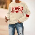 thumbnail image 4 of RKSTN Chandail pour Femmes 2024 Saint-Valentin Cœur d'Amour Imprimé Chandail Uni Col Rond Manches Longues Coupe Ample Blouse Hauts, 4 of 6