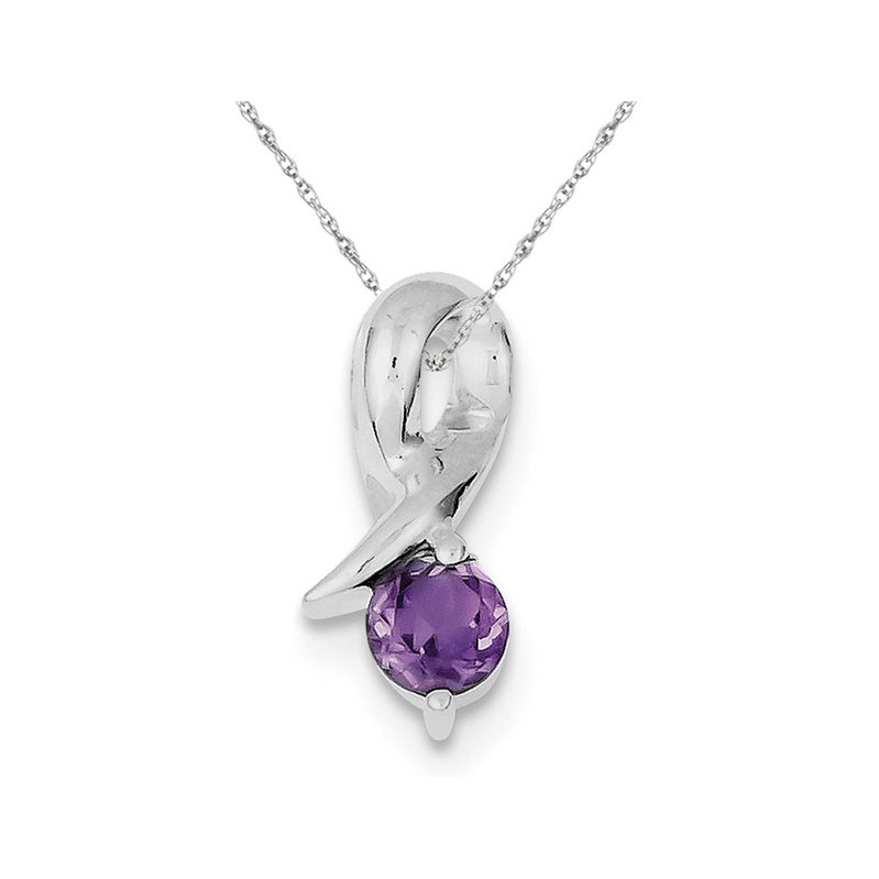 Purple Amethyst Drop Pendant Necklace in Sterling Silver