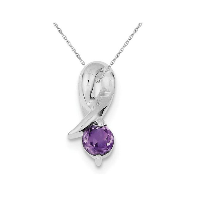 Purple Amethyst Drop Pendant Necklace in Sterling Silver