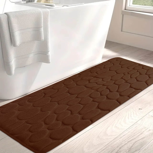 Rbaofujie Bathroom Carpet 1pc Bath Rug Embossed Bathroom Mat Water Absorbent and Washable Bath Rugs-Non-Slip-Thick-Soft and Comfortable Carpet for Show Front Door Mat Outside Entrance