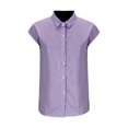 thumbnail image 3 of Timegard Chemises Rayées pour Femmes à Boutons, Manches Courtes à Revers, Col en V, Blouses Mode Décontractées, 3 of 5