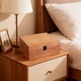 thumbnail image 3 of Material Storage Box Brown Wooden Storage Box with Flipping Cover and Latch for Home Office Organization,L(1PCS) JASKFLY, 3 of 8