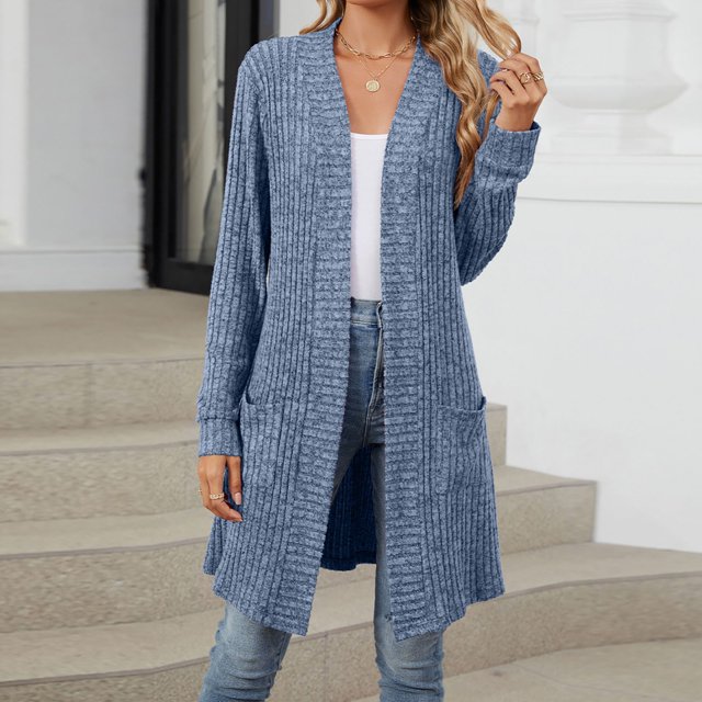 Fall Cameland Cardigan de Mode pour Femmes Cardigan à Rayures Brossées à Manches Longues Manteau pour Femmes