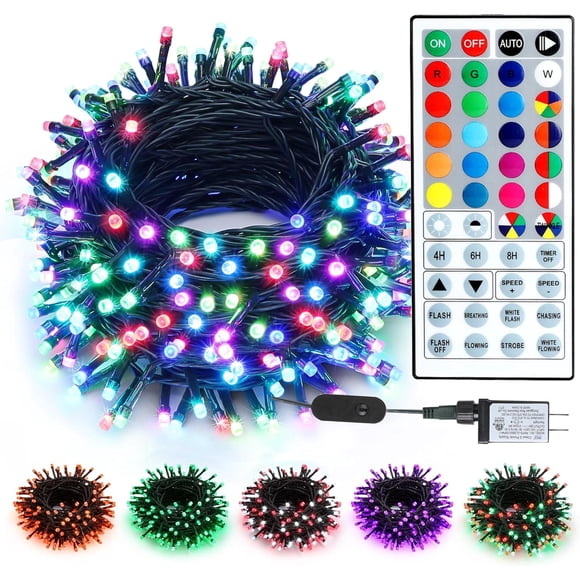 Color Changing Christmas Lights, 66ft 200 LED RGB String Lights with Remote, Dimmable Outdoor Christmas Lights, Mini Christmas Tree Lights Indoor