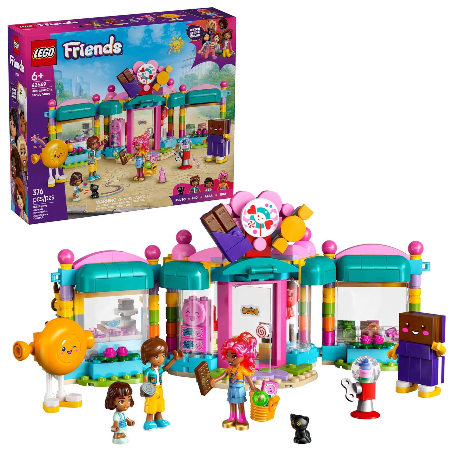 LEGO Friends Heartlake City Candy Store Building Toy - Pretend Play Set for Kids, Girls and Boys, Ages 6+ - with 2 Minidolls, a Micro-doll, and a Cat Figure - Gift Idea for Birthday - 42649