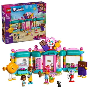 LEGO Friends Heartlake Jouet de construction du magasin de bonbons de la ville - Pretend Play Set pour enfants, filles et garçons, âge 6+ - avec 2 Minidolls, une micro-doll et une figure de chat - Idée cadeau pour anniversaire - 42649