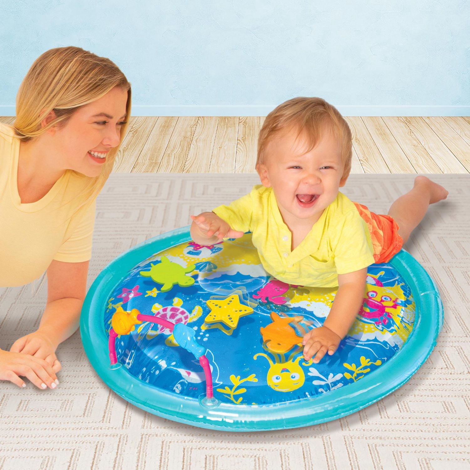 Spark Create Imagine – Centre d'activités à bulles d'eau – Tapis de jeu « Vagues de l'océan » – Pour nourrissons – 24 po