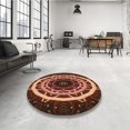 thumbnail image 4 of Ahgly Company Tapis d'Intérieur Ronds de Style Transitionnel Lavables à la Machine, Rouge Rouge, 5 Pieds Rond, 4 of 7