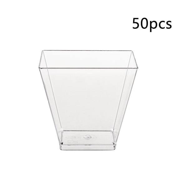 Glass&Bottle Square Cup And Spoon Set Dessert Cup 60 Ml Per Cup For Party Staging And Serving Posed As A Set Of 50 Cups 50PCS