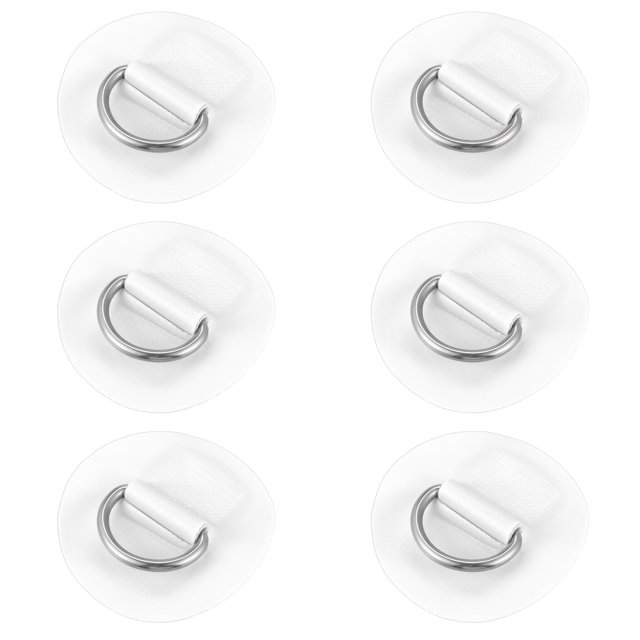Unique Bargains 6pcs 6cm White D Ring Patch PVC Stainless Steel Round Shape D Ring Pads for Inflatable Boat Kayak