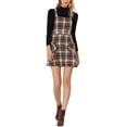 thumbnail image 2 of INSPIRE CHIC Women's Plaid Button Decor A-Line Pinafore Overall Dress S Deep Brown, 2 of 6
