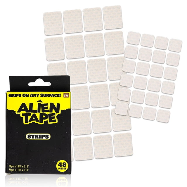 Alientape Bandes Ruban Double Face Polyvalent Adhésif Amovible Transparent Bande de Fixation 48 Pcs