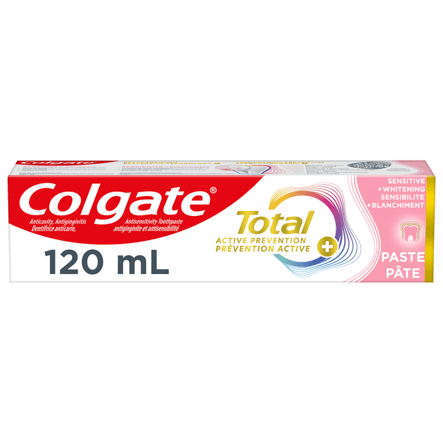 Colgate Total Active Prevention Sensitive and Whitening Toothpaste, Mint, 120 mL