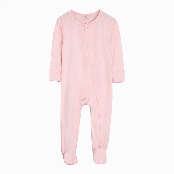 felwors Baby Zipper Footie Pajamas Supersoft Bamboo Rayon Baby Footed Pjs Boy Girl Coverall Sleepers Pink 18-24 Months