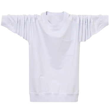 RXIRUCGD Men's Plus Size Top Loose Round Neck Thin Long Sleeved T-shirt Long Sleeved Round Neck Top/shirt, White, Size: 6XL