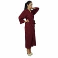 thumbnail image 4 of Bimba Peignoir Long Uni pour Femmes avec Ceinture, Modal Doux en Coton, Enveloppant, Rond, Uni, 4 of 6