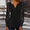 thumbnail image 2 of Kcodviy Women's Spring and Autumn Ruffle Shirt Lace Sleeves Pressed Ladies Cotton Blouses Pleated Button Base Shirt Long Workout Tops for Women Top, 2 of 4