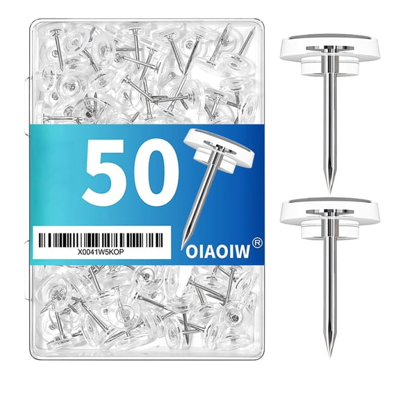 ZTTD 50 Unités de Picots Poussoirs Transparents, Comptage dans une Boîte Réutilisable pour Babillards et Présentoirs Muraux, Tête en Plastique Robuste